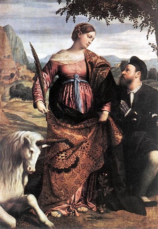 St Justina with the Unicorn sg, MORETTO da Brescia